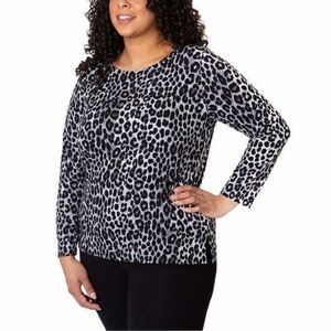 Mario Serrani Long Sleeve Leopard Print Tunic Top ((S/P)
